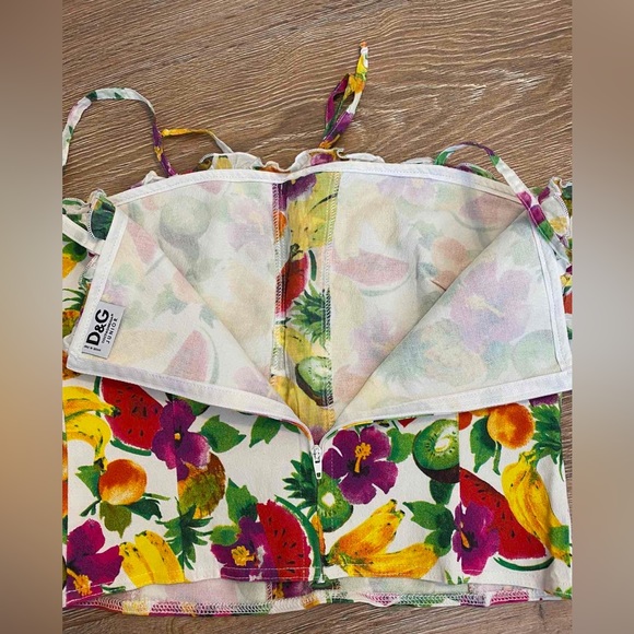 DOLCE & GABBANA Top Summer Flower Fruit Print Multi Size Junior 14 - Picture 7 of 16